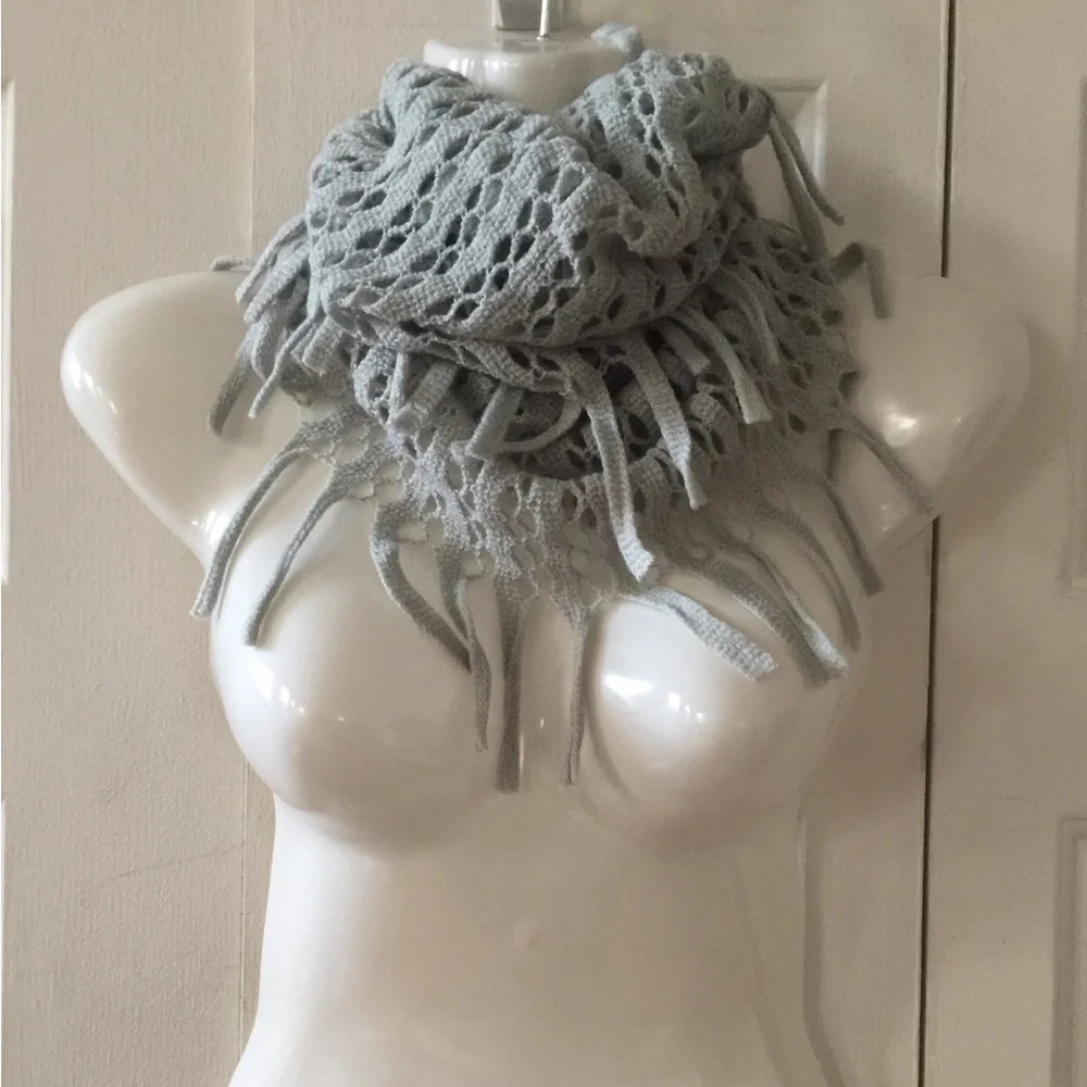 Infinity Fishnet Fringe Scarf Women Color Gray